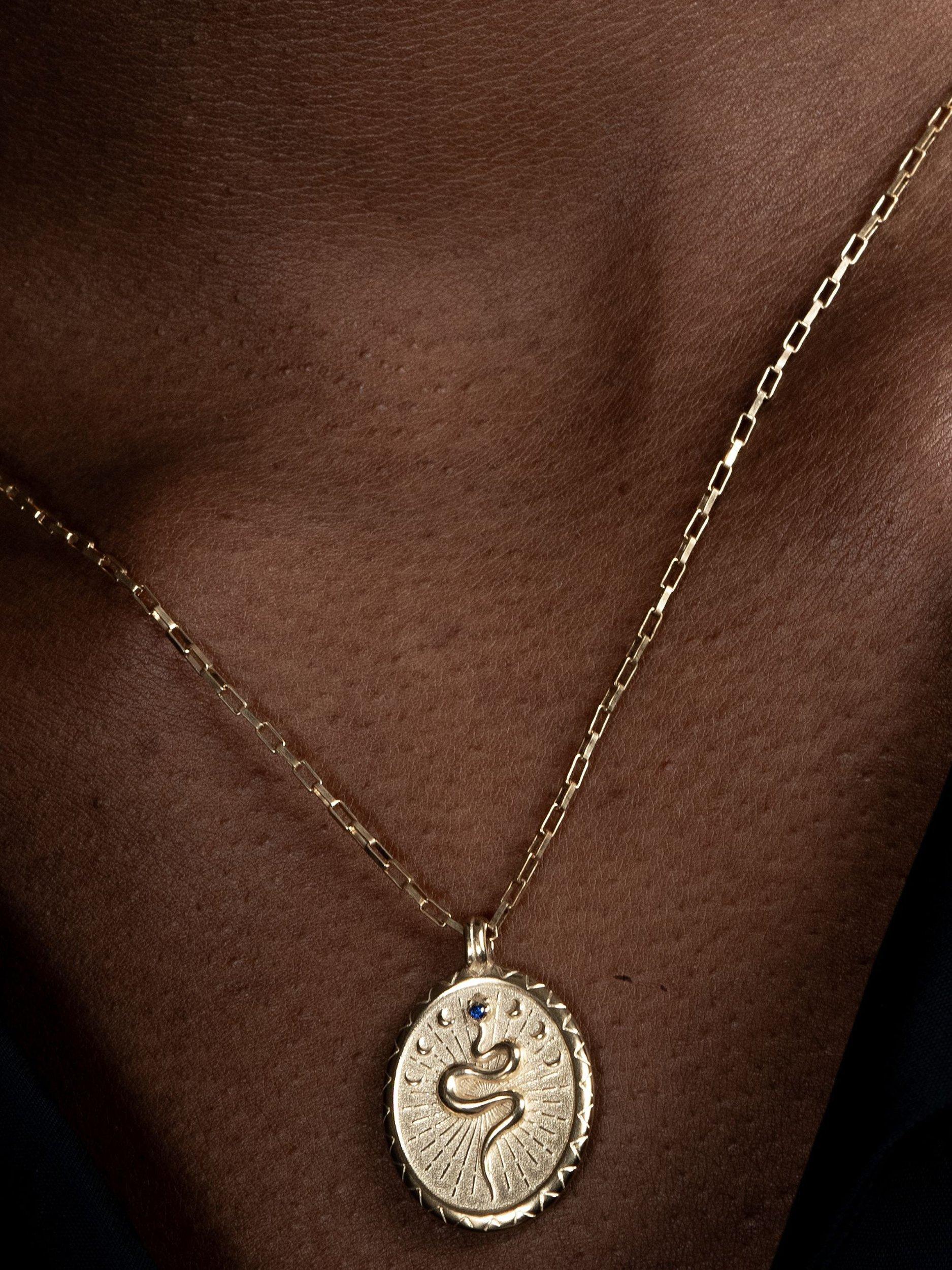 Product image 4 of 5, which shows Dower & Hall Men's Snake Talisman Pendant Necklace, Gold