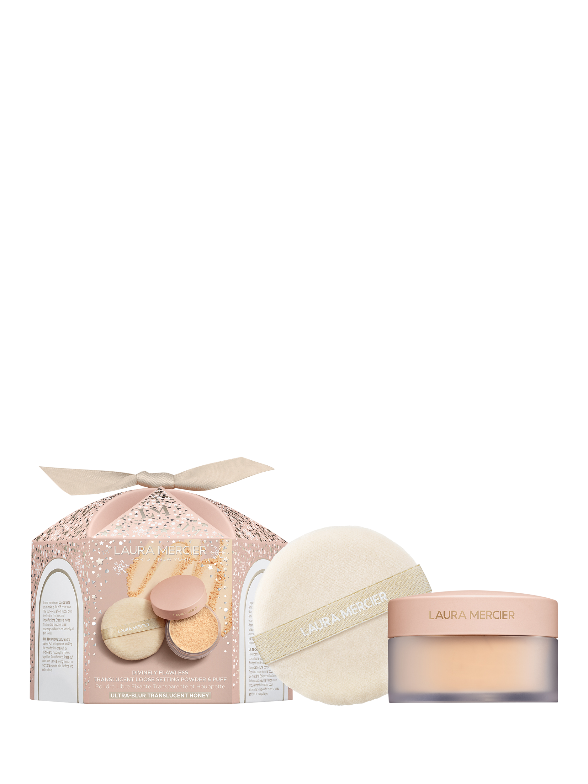 Laura Mercier Divinely Flawless​ Ultra Blur Translucent Loose Setting Powder & Puff, Honey, 20g