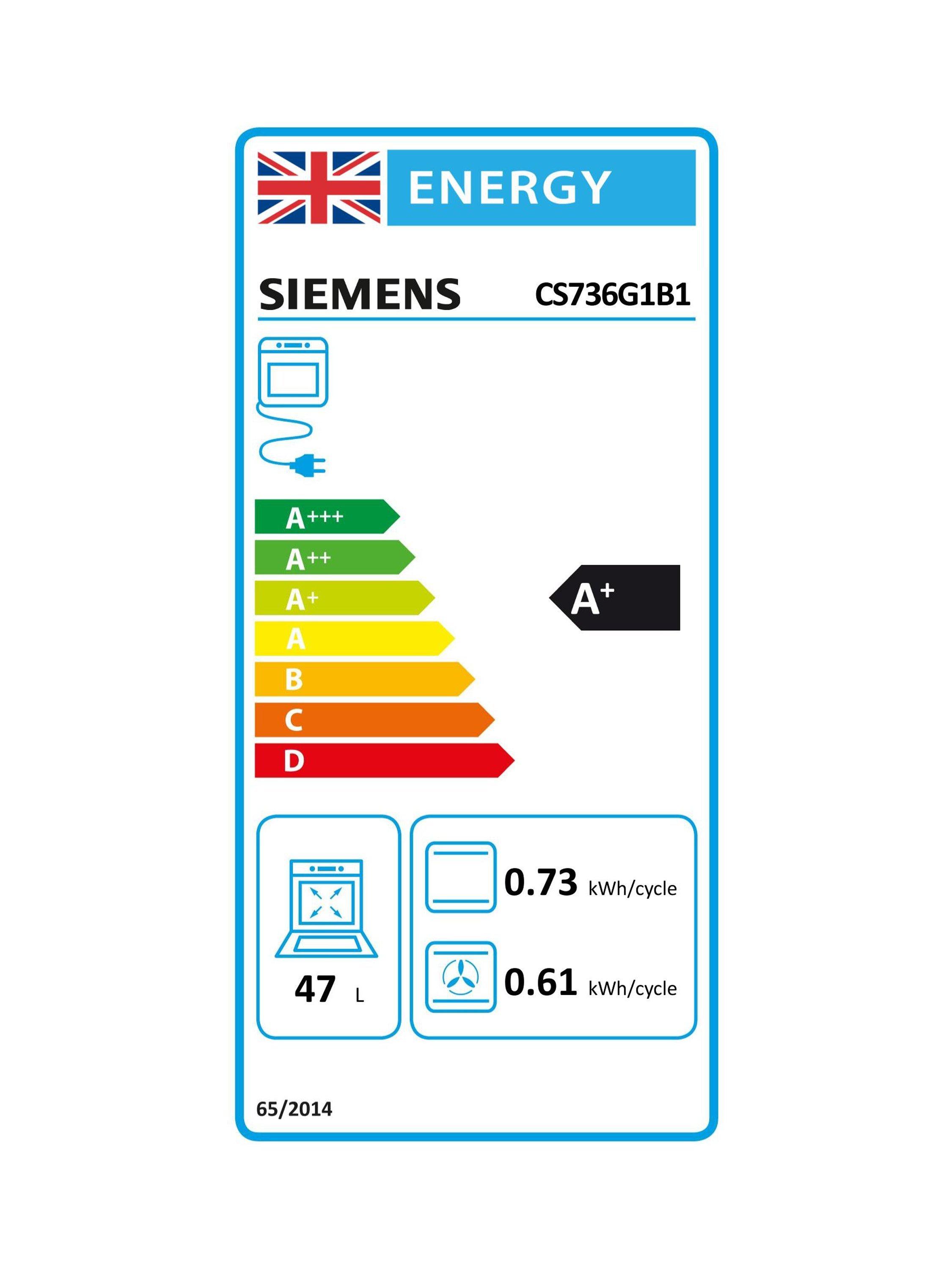 This item is rated A+ for energy efficiency on a scale from A+++ (most efficient) to D (least efficient).