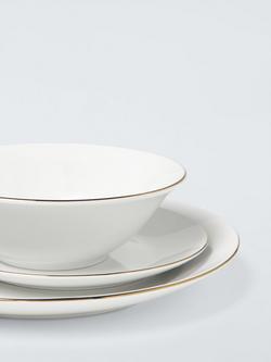 John Lewis Gold Band Porcelain Dinnerware Set, 12 Piece, White - view 2, Gold