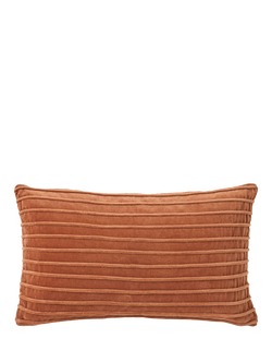 Truly Velvet Rectangle Stripe Cushion, Burnt Orange, Burnt Orange