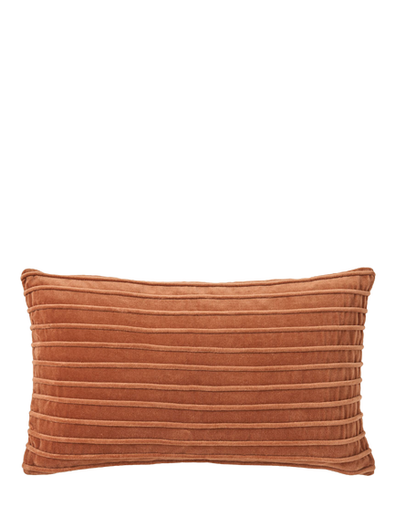 Truly Velvet Rectangle Stripe Cushion, Burnt Orange, Burnt Orange