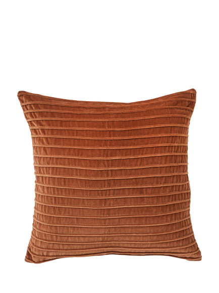 Truly Velvet Square Stripe Cushion, Burnt Orange, Burnt Orange