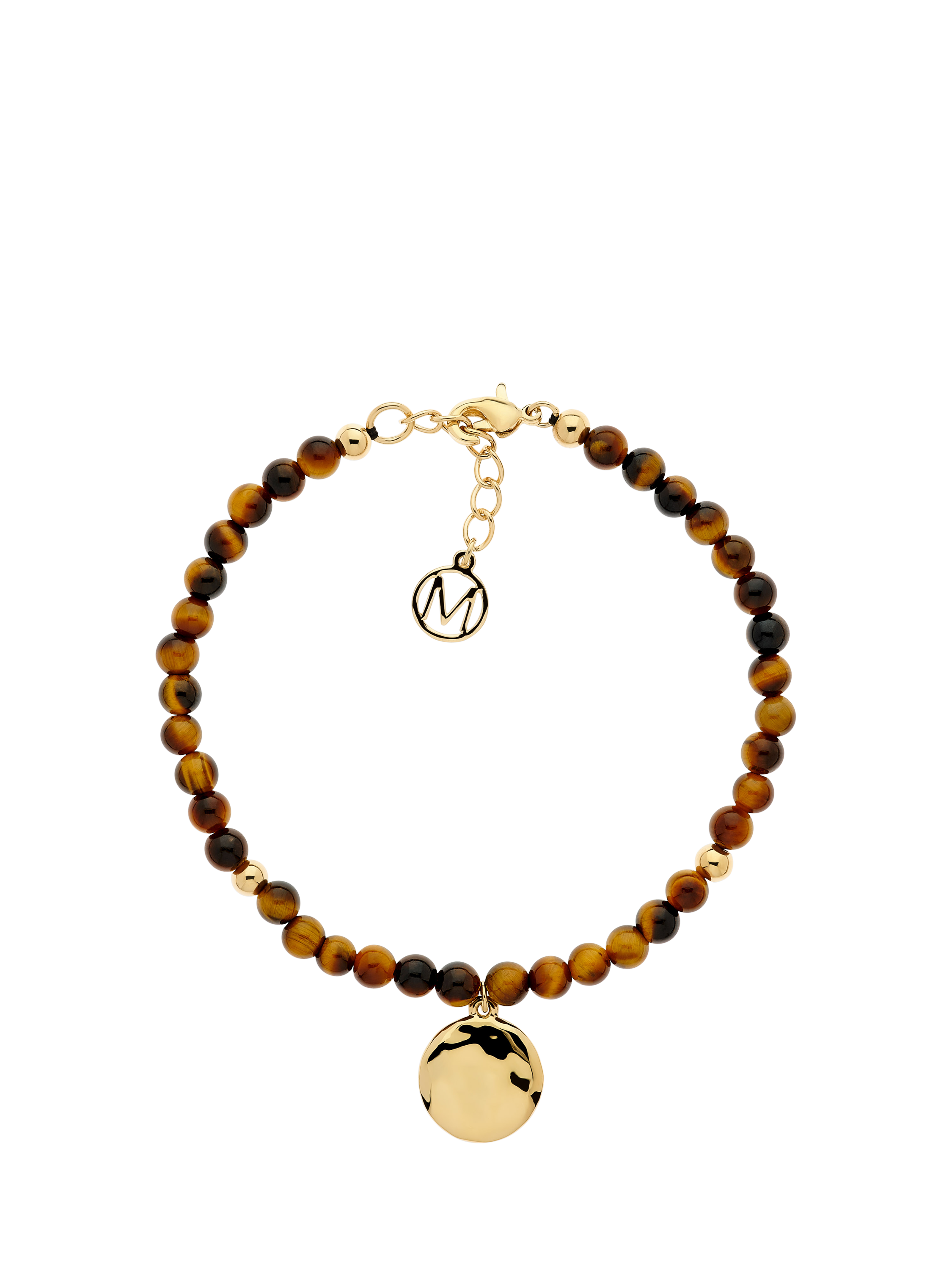 Product image 1 of 2, which shows Melissa Odabash Disc Tiger's Eye Beaded Bracelet, Gold
