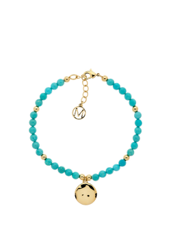 Melissa Odabash Disc Charm Turquoise Beaded Bracelet, Gold, Gold