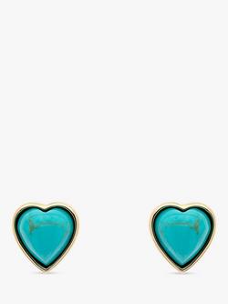 Melissa Odabash Turquoise Heart Stud Earrings, Gold, Gold