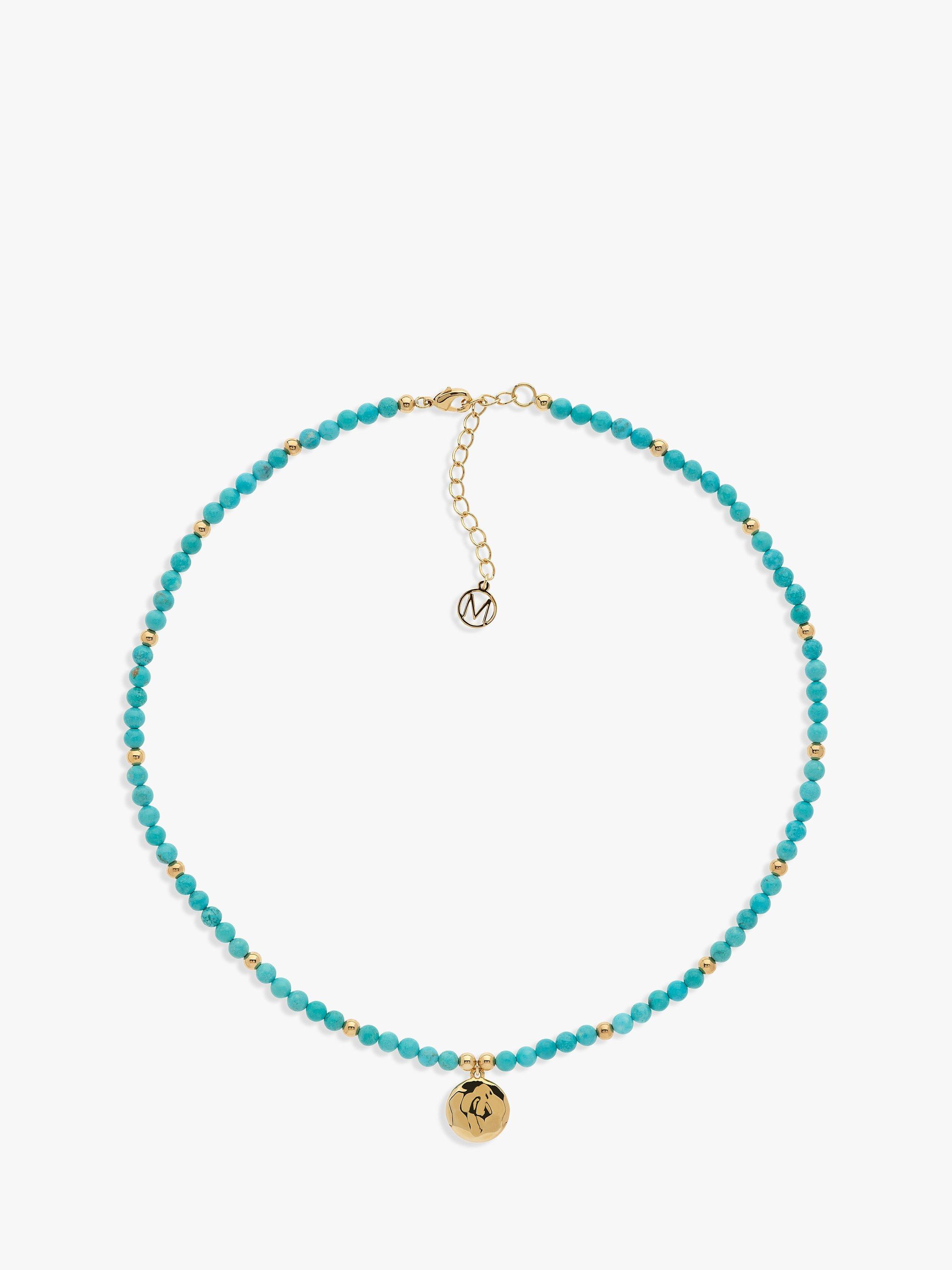 Product image 1 of 2, which shows Melissa Odabash Gold Plated Disc Turquoise Beads Necklace, Gold/Blue