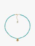 Melissa Odabash Gold Plated Disc Turquoise Beads Necklace, Gold/Blue