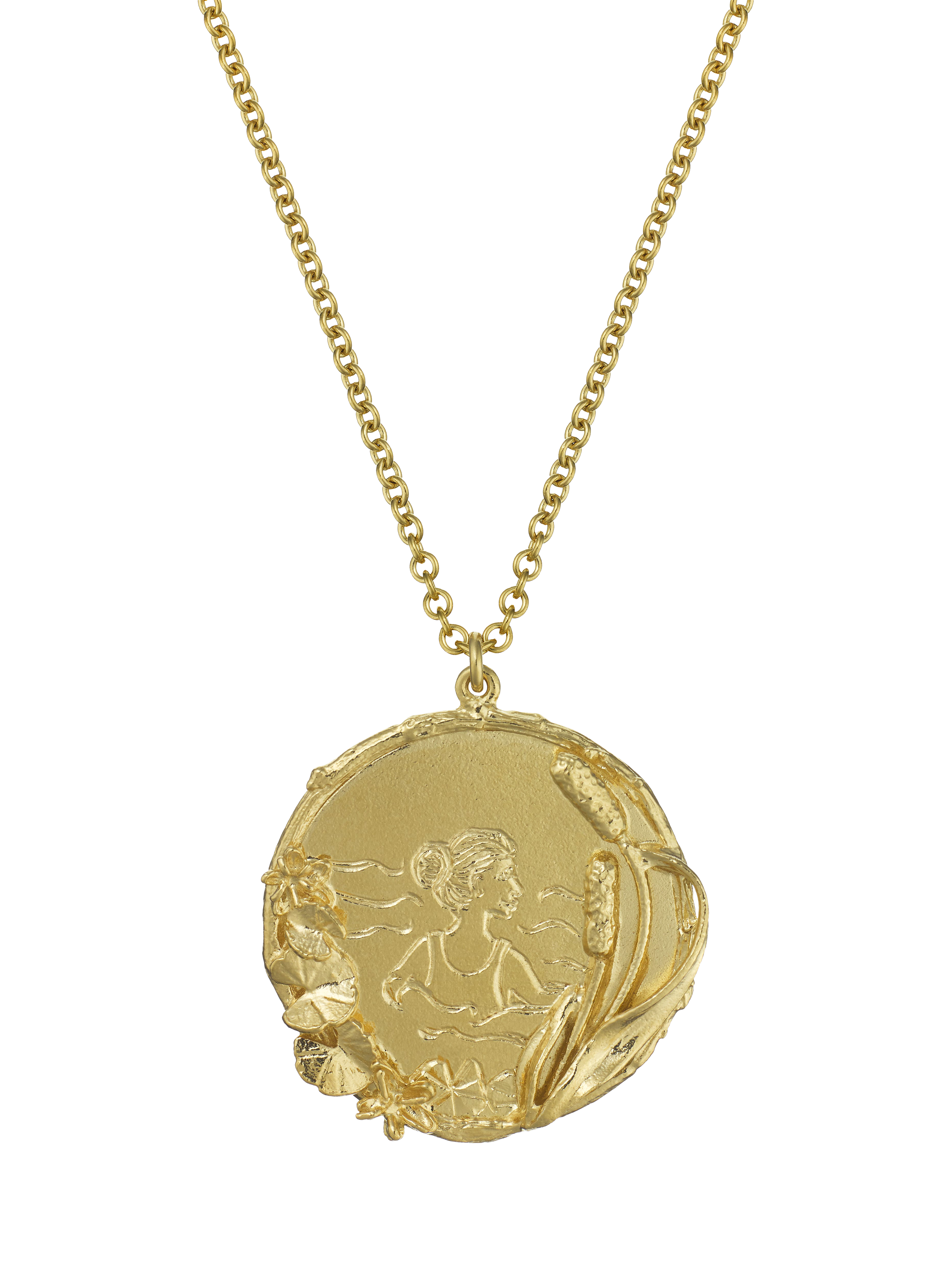Alex Monroe Wild Swimming Medallion Pendant Necklace, Gold