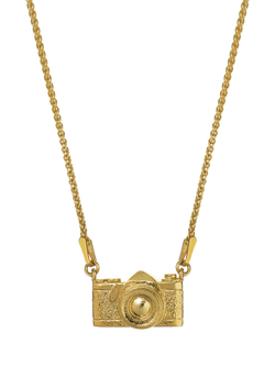 Alex Monroe In-line Vintage Camera Pendant Necklace, Gold, Gold