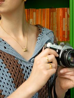 Alex Monroe In-line Vintage Camera Pendant Necklace, Gold - view 2, Gold