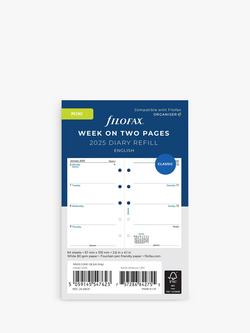 Filofax Mini Week on Two Pages 2025 Personal Organiser Insert, Multi