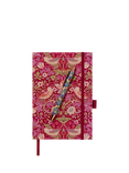 William Morris At Home A5 Strawberry Thief Notebook & Pen Set, Red