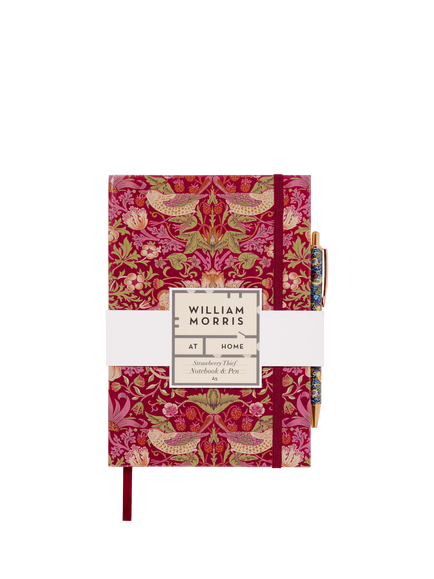 William Morris At Home A5 Strawberry Thief Notebook & Pen Set, Red - view 2, Red