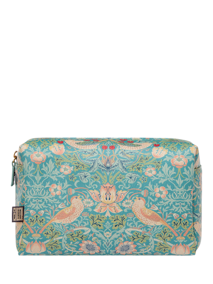 William Morris At Home Strawberry Thief Wash Bag, Blue, Blue