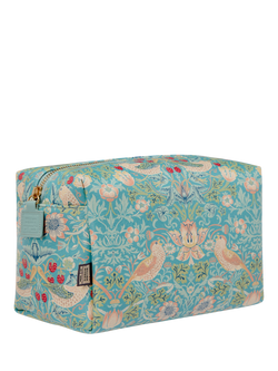 William Morris At Home Strawberry Thief Wash Bag, Blue - view 2, Blue