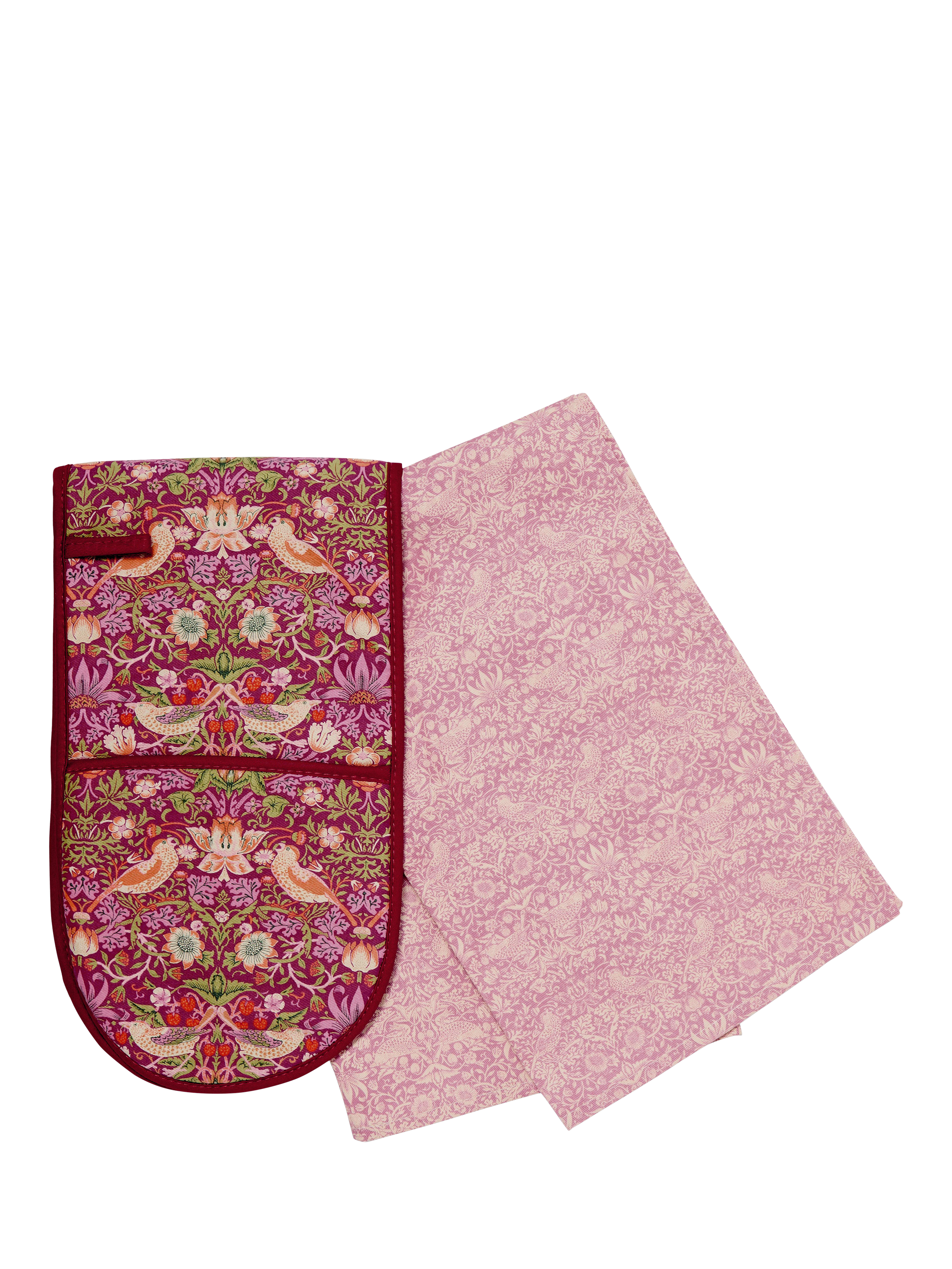 William Morris At Home Strawberry Thief Oven Glove & Tea Towel Set, Multi