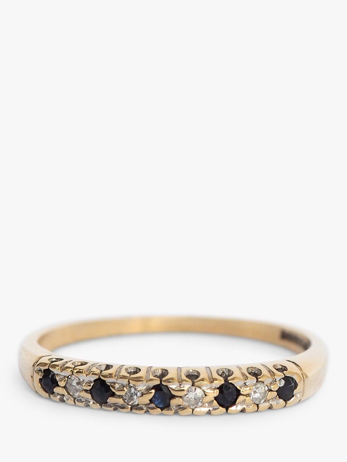 L & T Heirlooms Pre-Loved 9ct Yellow Gold Diamond and Sapphire Half Eternity Ring, Dated Circa 1987