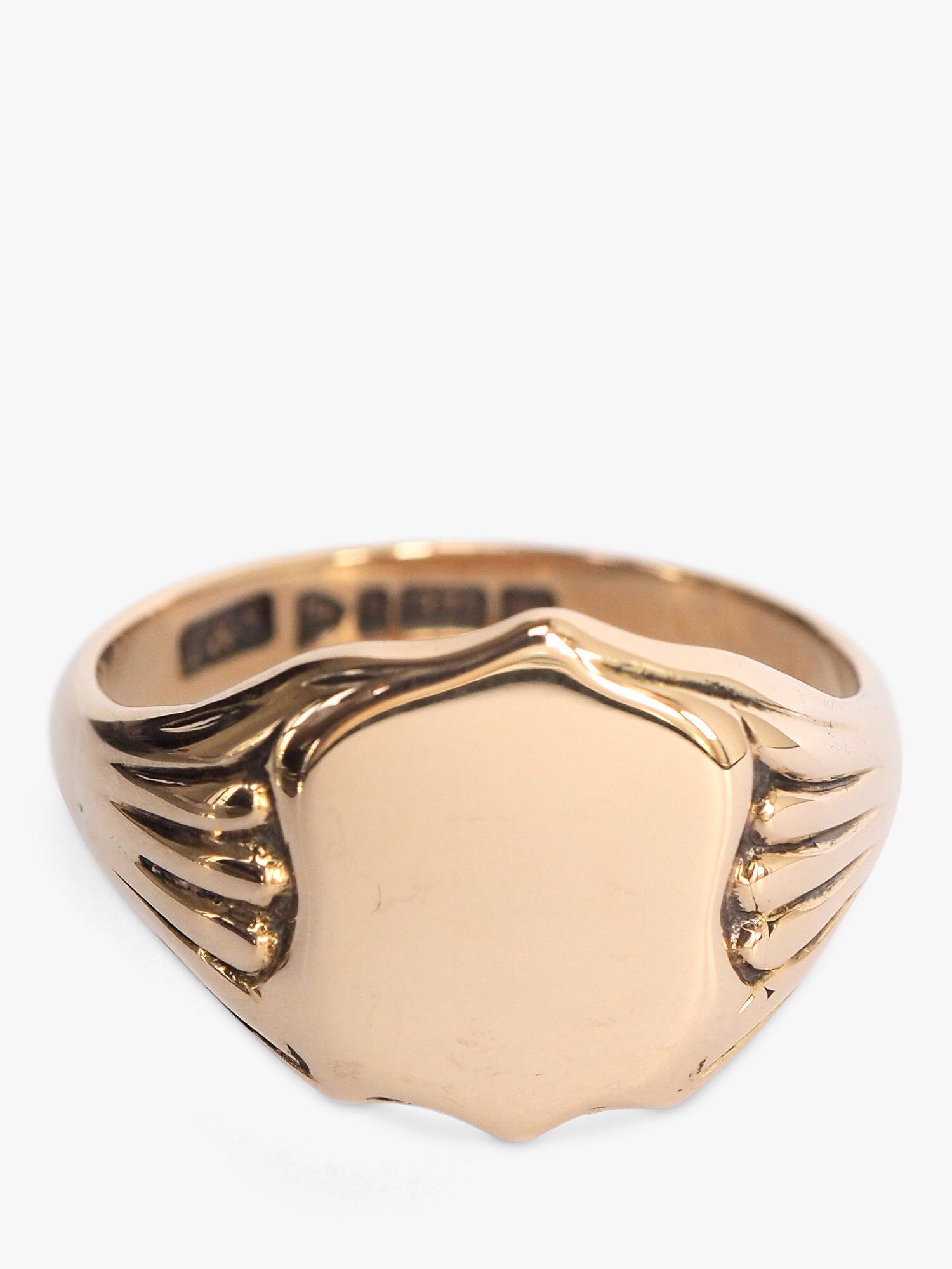 Product image 1 of 1, which shows L & T Heirlooms Pre-Loved Men's 9ct Rose Gold Shield Signet Ring, Dated Circa 1922