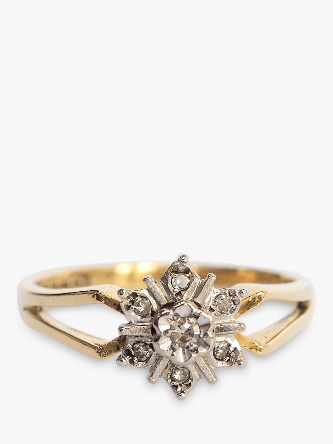 L & T Heirlooms Pre-Loved 18ct Yellow Gold Floral Diamond Ring, Dated Circa 1967