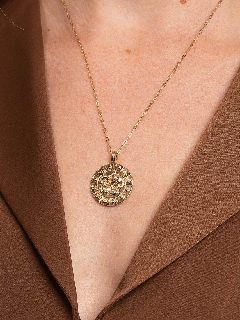Product image 3 of 4, which shows Astrid & Miyu Bold Zodiac Pendant Necklace, Gold, Aquarius