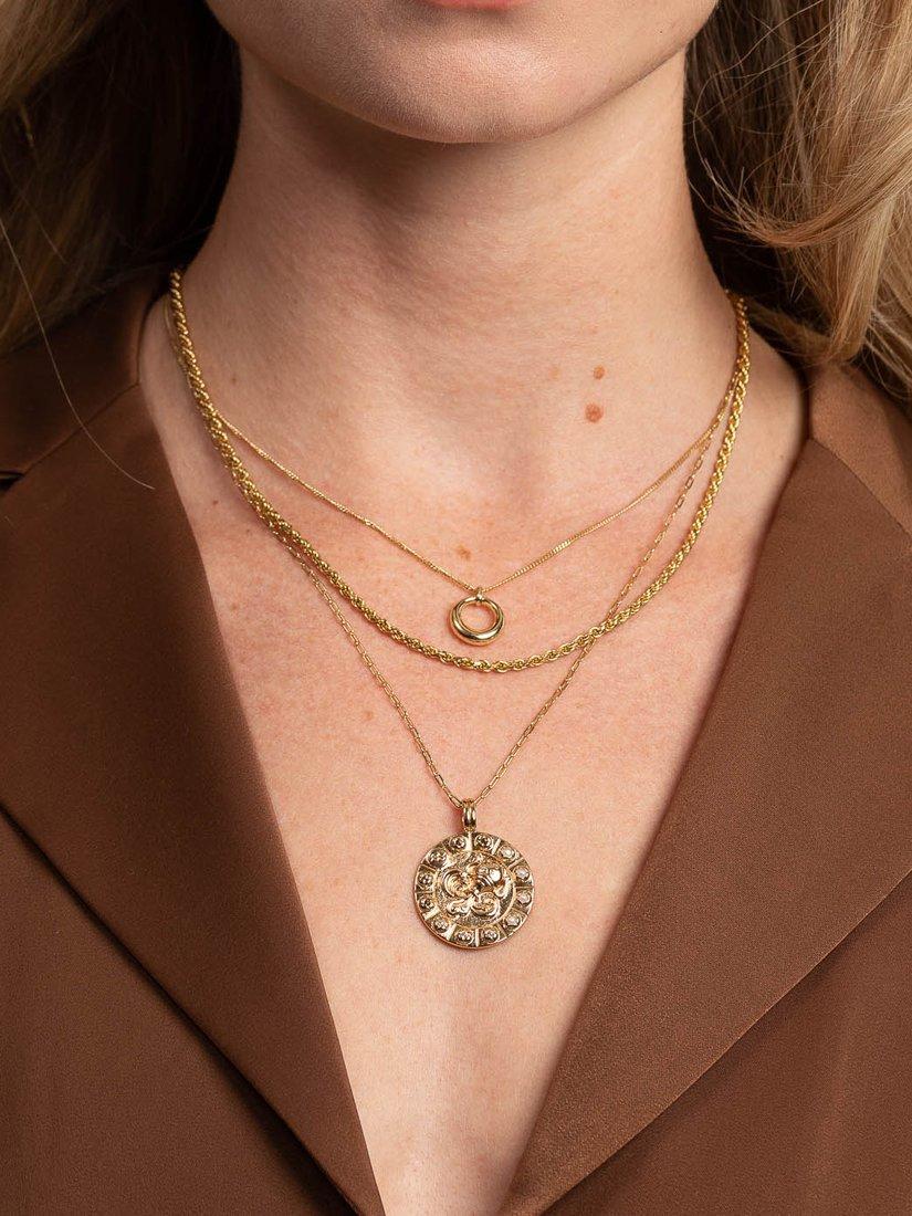 Product image 4 of 4, which shows Astrid & Miyu Bold Zodiac Pendant Necklace, Gold, Aquarius