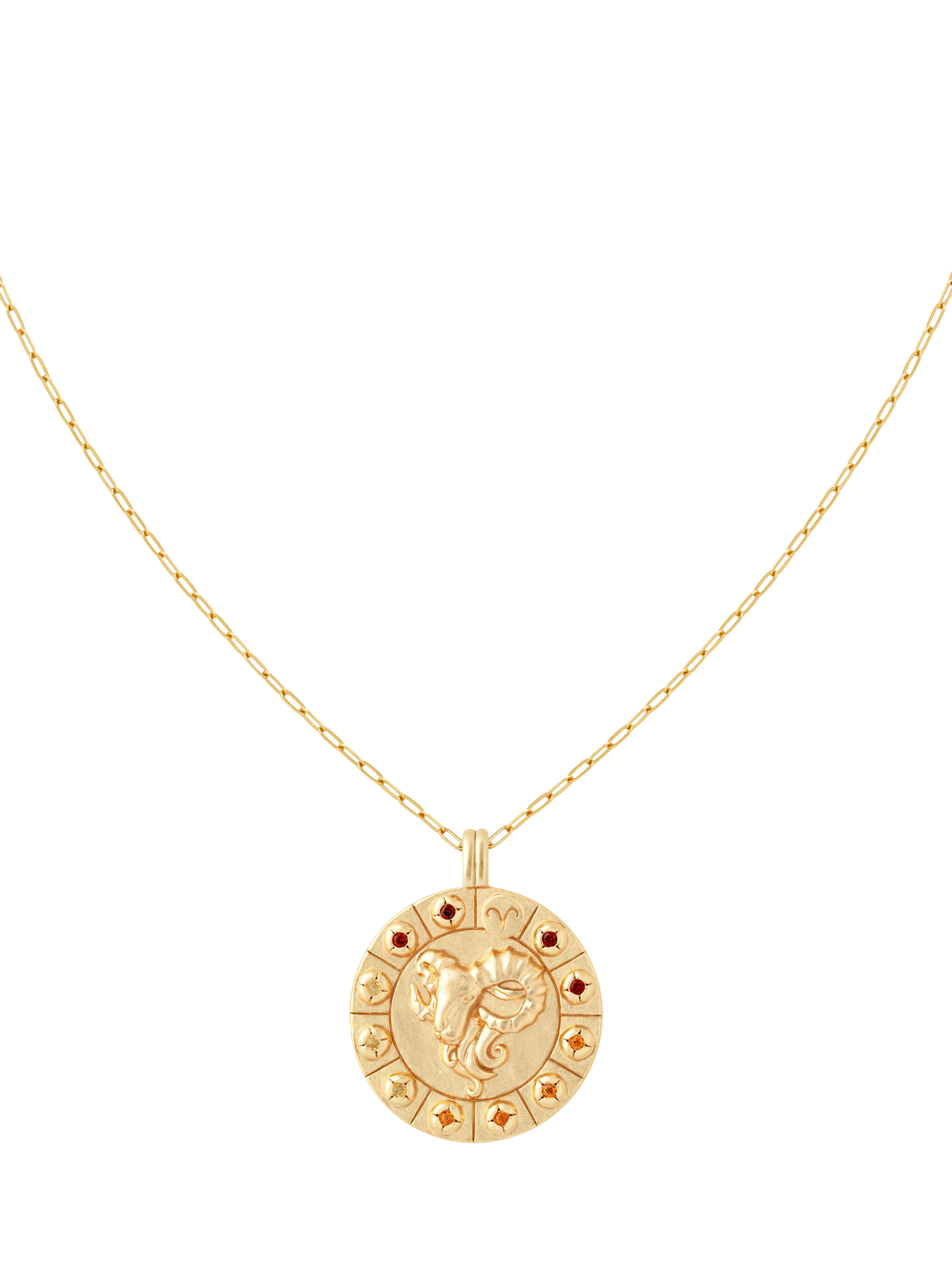Product image 1 of 2, which shows Astrid & Miyu Bold Zodiac Pendant Necklace, Gold, Aries