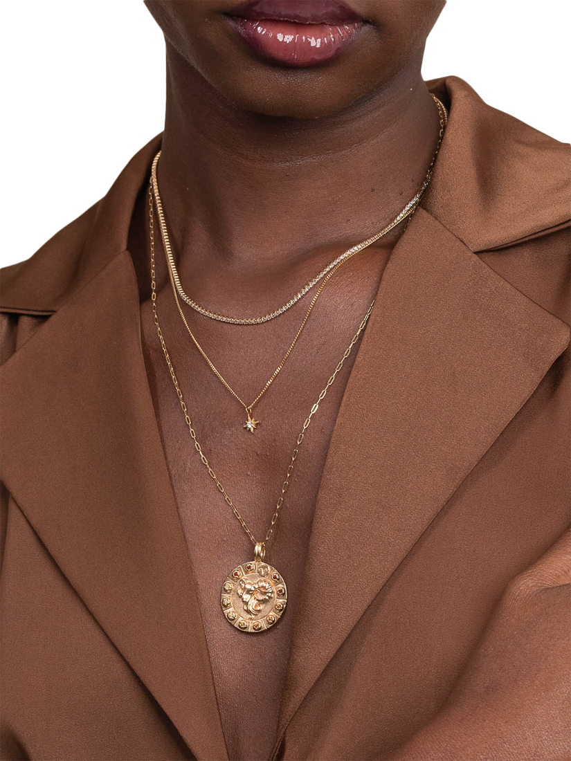 Product image 2 of 2, which shows Astrid & Miyu Bold Zodiac Pendant Necklace, Gold, Aries