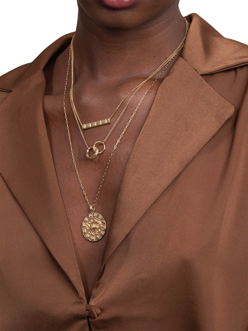 Product image 4 of 4, which shows Astrid & Miyu Bold Zodiac Pendant Necklace, Gold, Cancer