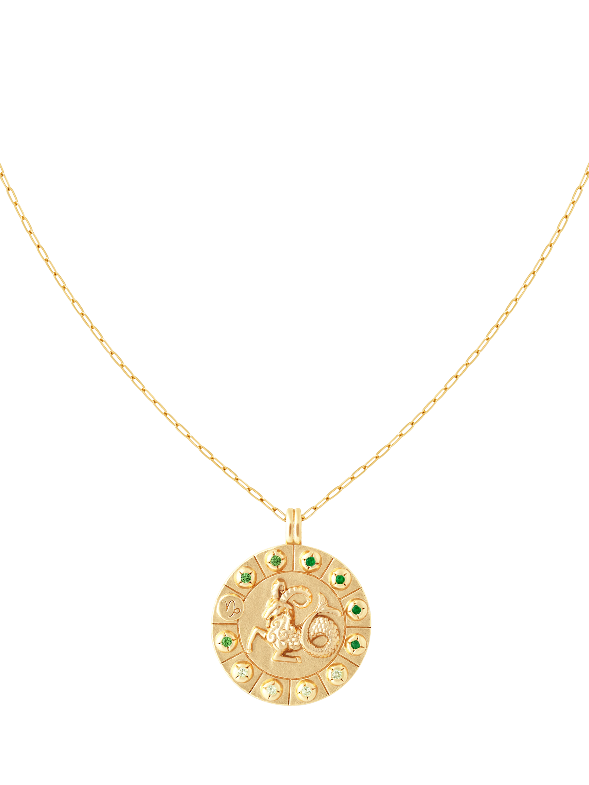 Product image 1 of 4, which shows Astrid & Miyu Bold Zodiac Pendant Necklace, Gold, Capricorn