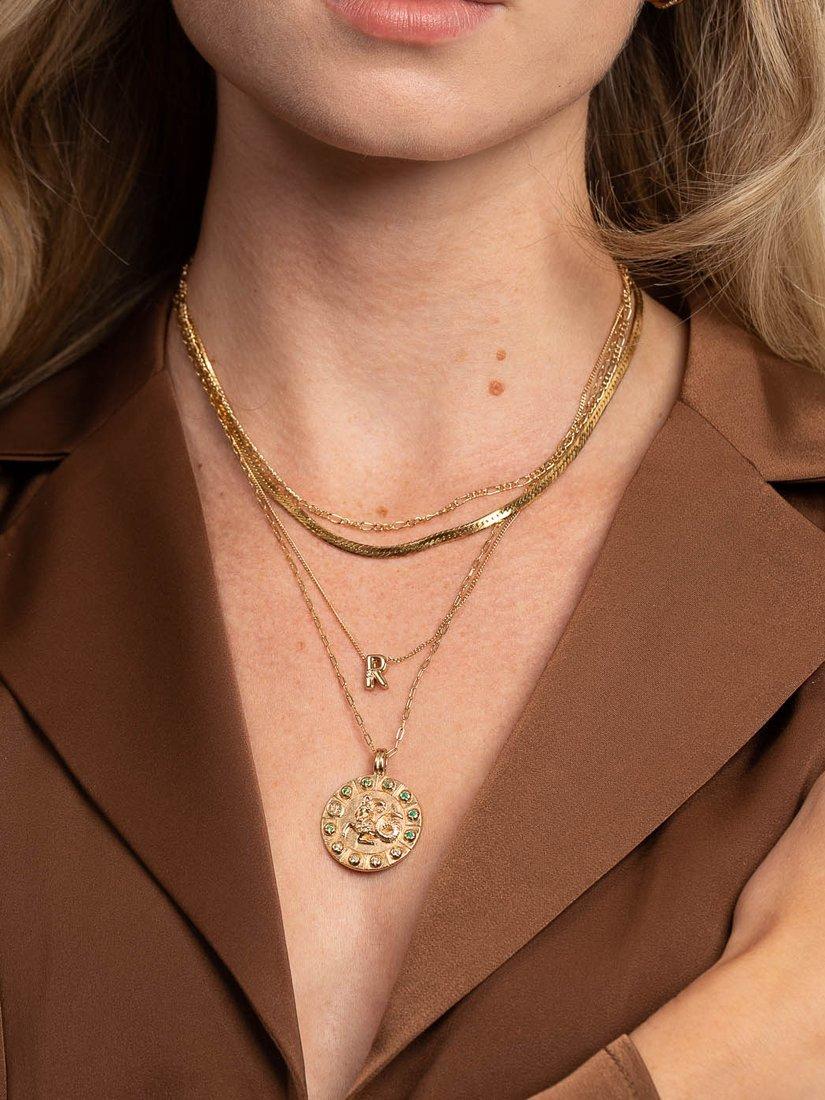 Product image 3 of 4, which shows Astrid & Miyu Bold Zodiac Pendant Necklace, Gold, Capricorn
