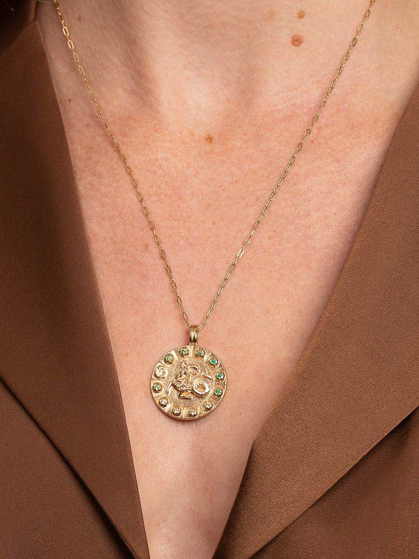 Product image 4 of 4, which shows Astrid & Miyu Bold Zodiac Pendant Necklace, Gold, Capricorn