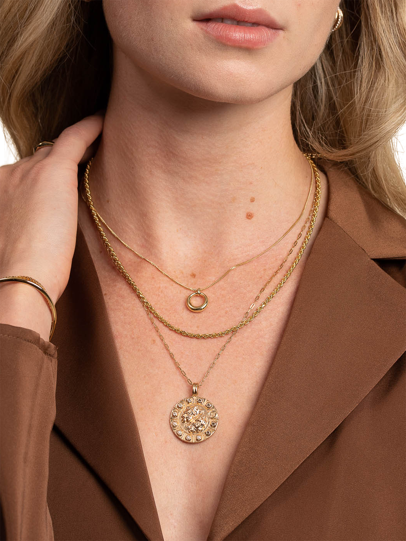 Product image 2 of 3, which shows Astrid & Miyu Bold Zodiac Pendant Necklace, Gold, Gemini