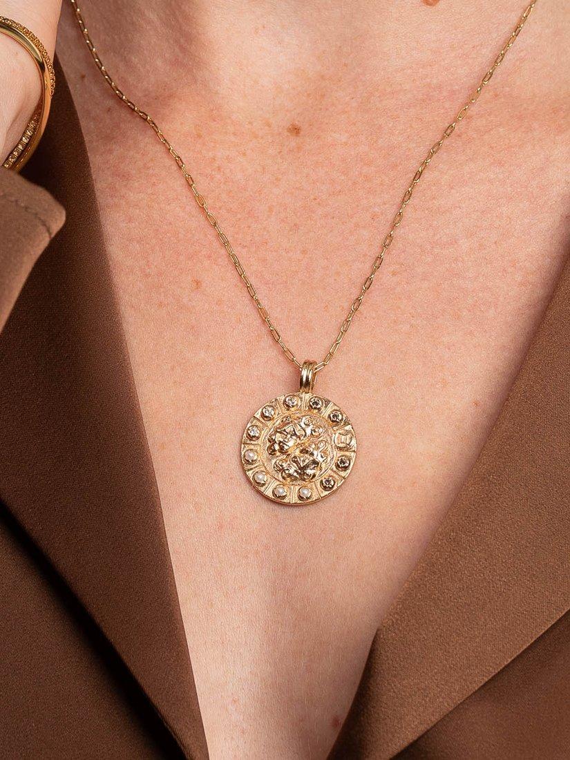 Product image 3 of 3, which shows Astrid & Miyu Bold Zodiac Pendant Necklace, Gold, Gemini
