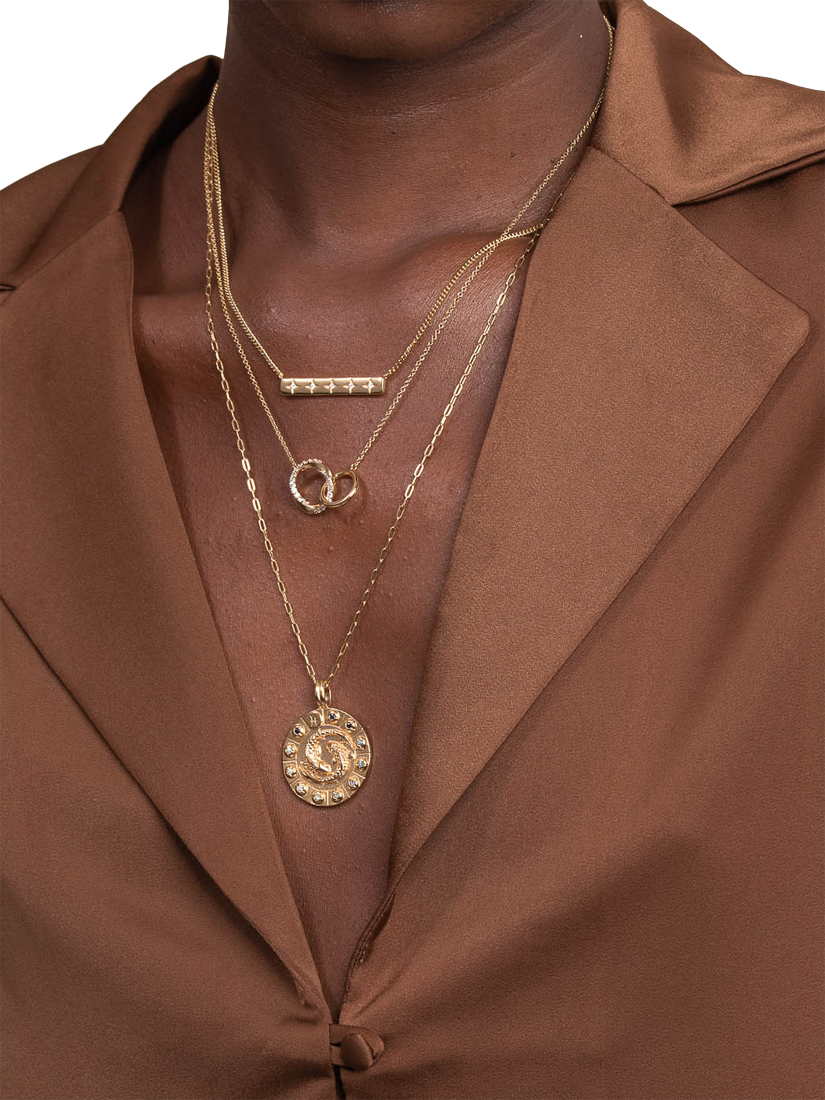 Product image 4 of 4, which shows Astrid & Miyu Bold Zodiac Pendant Necklace, Gold, Pisces