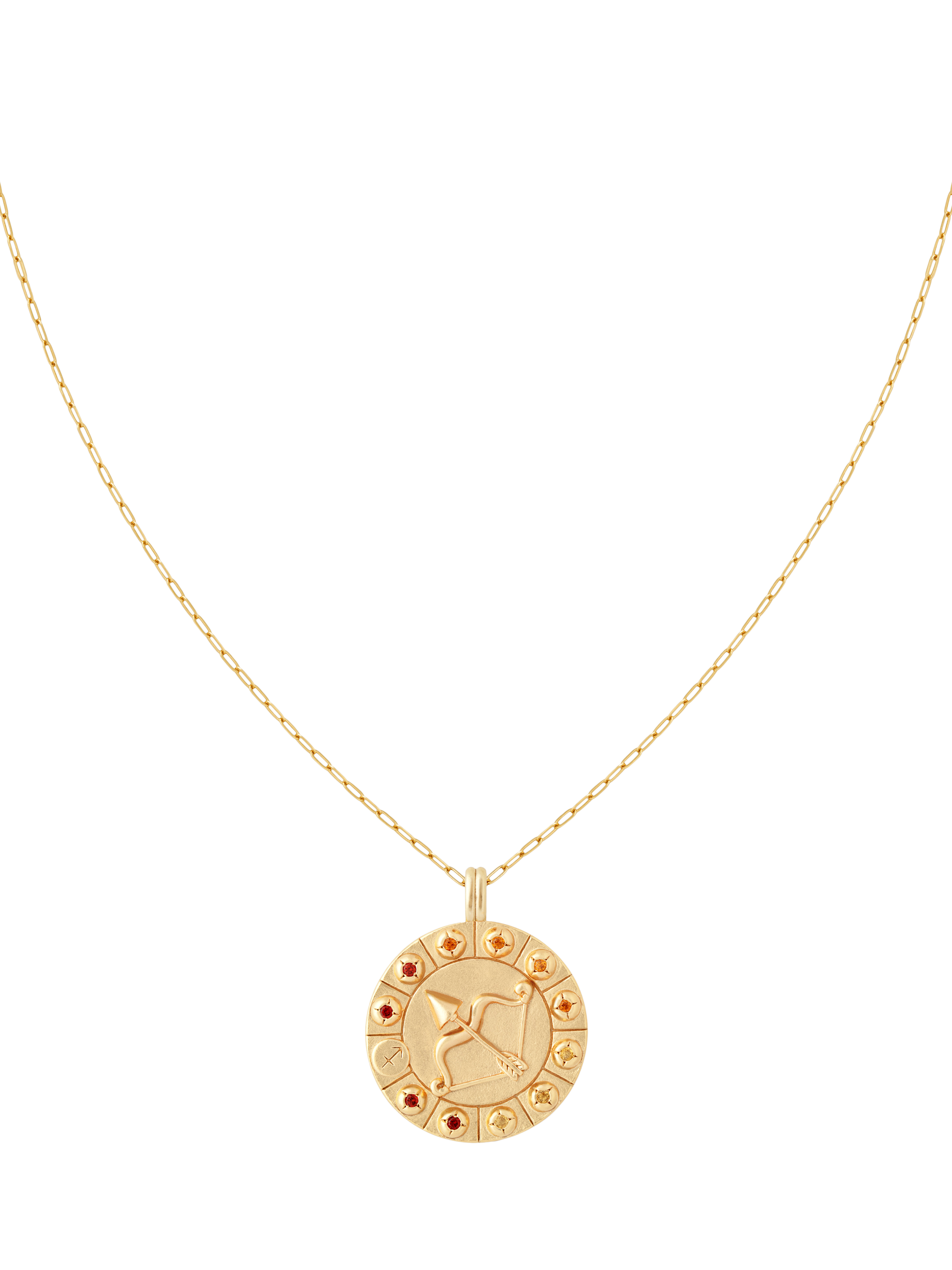 Product image 1 of 4, which shows Astrid & Miyu Bold Zodiac Pendant Necklace, Gold, Sagittarius