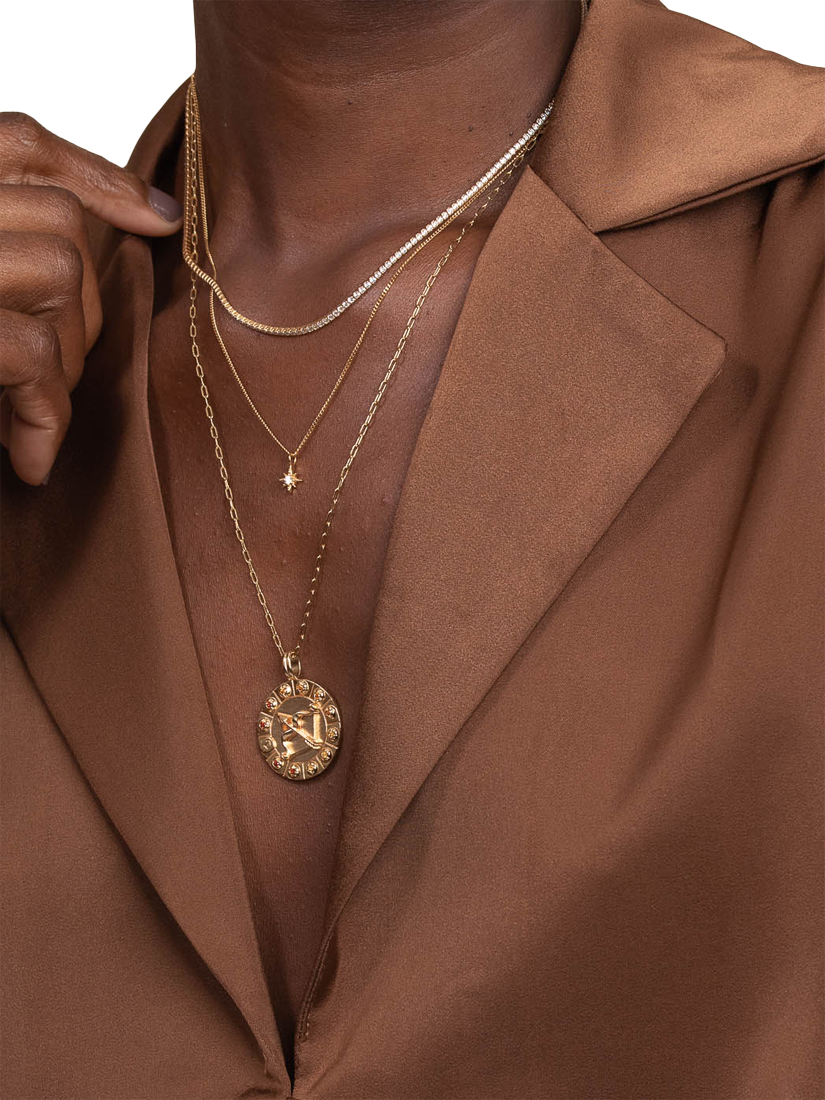 Product image 4 of 4, which shows Astrid & Miyu Bold Zodiac Pendant Necklace, Gold, Sagittarius