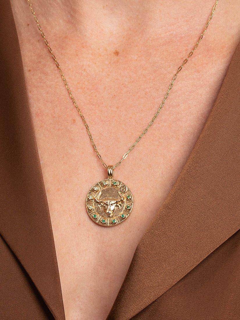 Product image 4 of 4, which shows Astrid & Miyu Bold Zodiac Pendant Necklace, Gold, Taurus