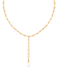 Astrid & Miyu Infinite Pearl Lariat Necklace, Gold