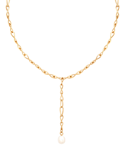 Astrid & Miyu Infinite Pearl Lariat Necklace, Gold, Gold
