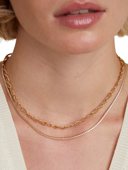 Astrid & Miyu Infinite Slim Chain Necklace, Gold - view 2, Gold