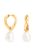 Astrid & Miyu Serenity Pearl Charm Hoop Earrings, Gold