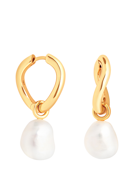 Astrid & Miyu Serenity Pearl Charm Hoop Earrings, Gold, Gold