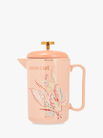 Yvonne Ellen Stoneware Cafetiere, 800ml, Pink/Gold - view 2, Pink/Gold