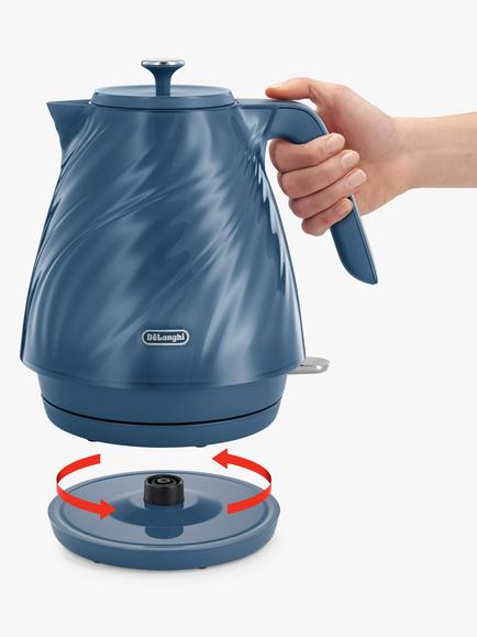 De'Longhi Ballerina Seta Electric Kettle, 1.7L - view 2, Silky Blue