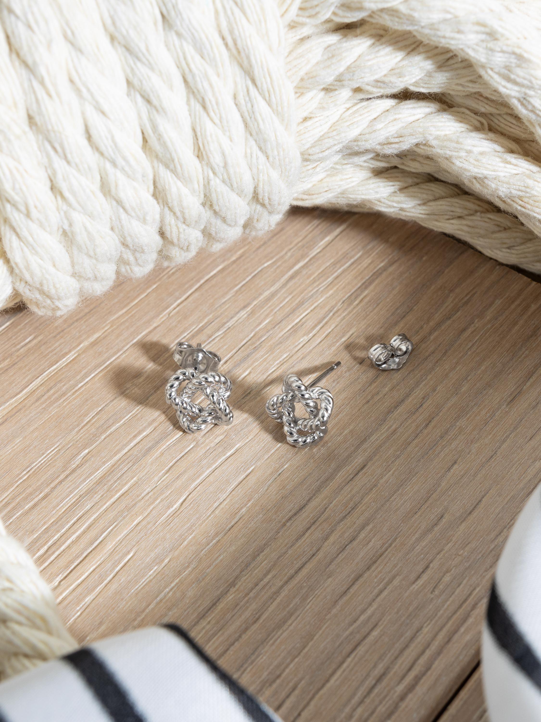 Product image 2 of 2, which shows Kit Heath Marina Rope Knot Stud Earrings, Silver