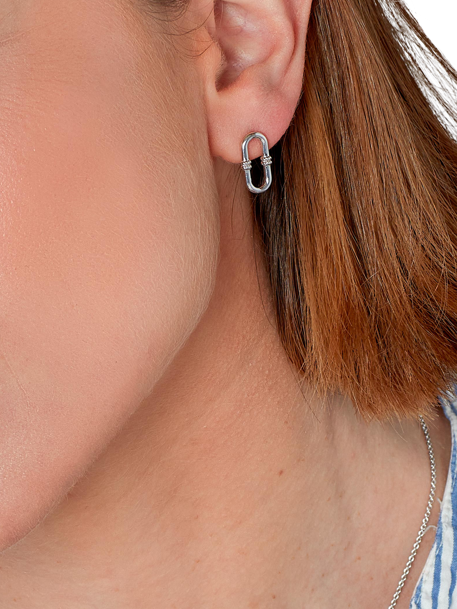 Product image 2 of 3, which shows Kit Heath Marina Rope Bar Link Stud Earrings, Silver