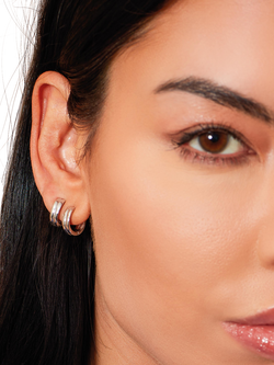 Kit Heath Bevel Unity Huggie Hoop Earrings, Silver - view 2, Silver