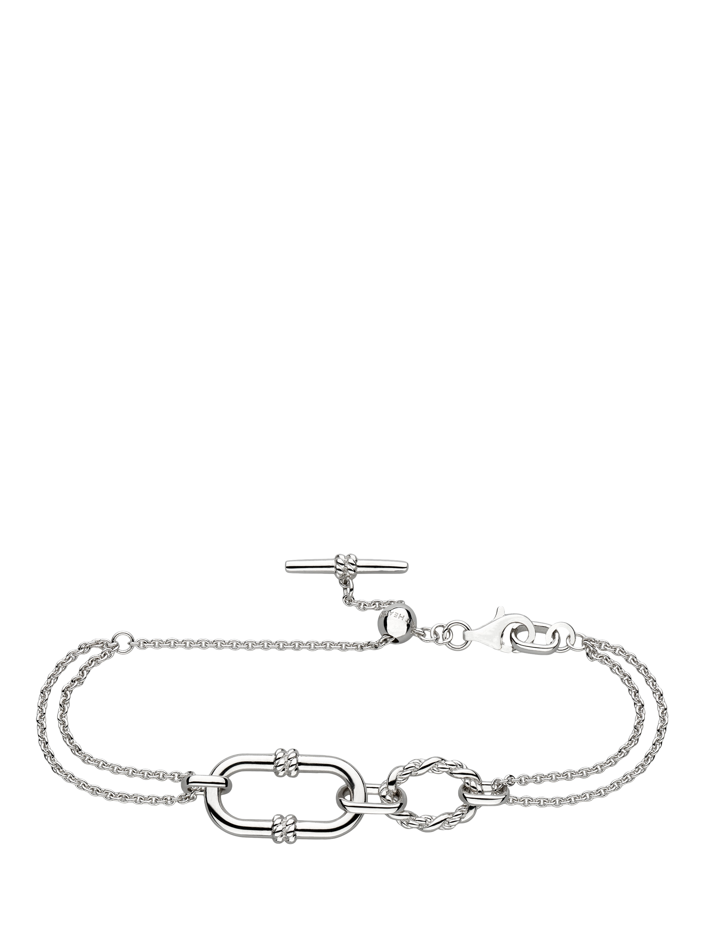 Product image 1 of 4, which shows Kit Heath Marina Rope Link Duo Grande Twin Chain Bracelet, Silver