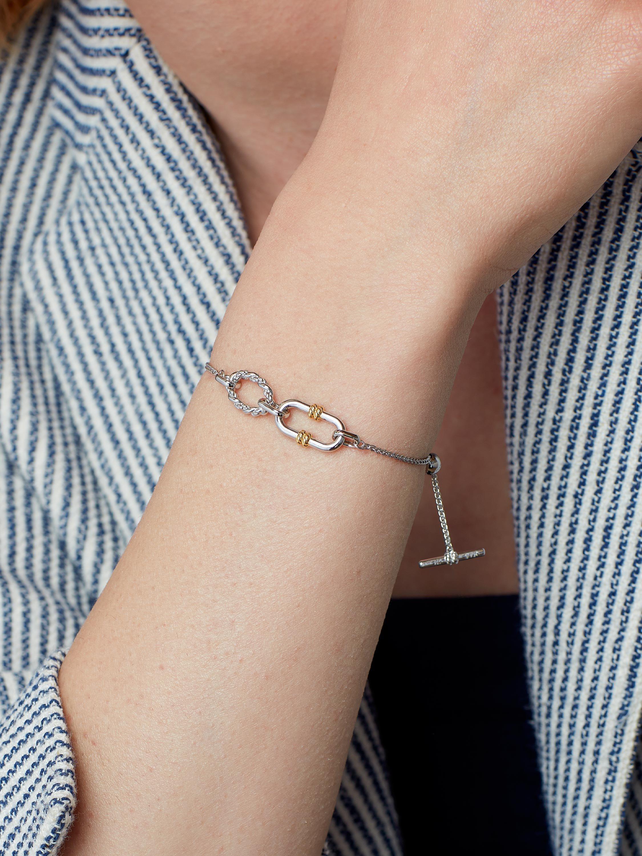 Product image 2 of 4, which shows Kit Heath Marina Rope Link Duo Grande Twin Chain Bracelet, Silver